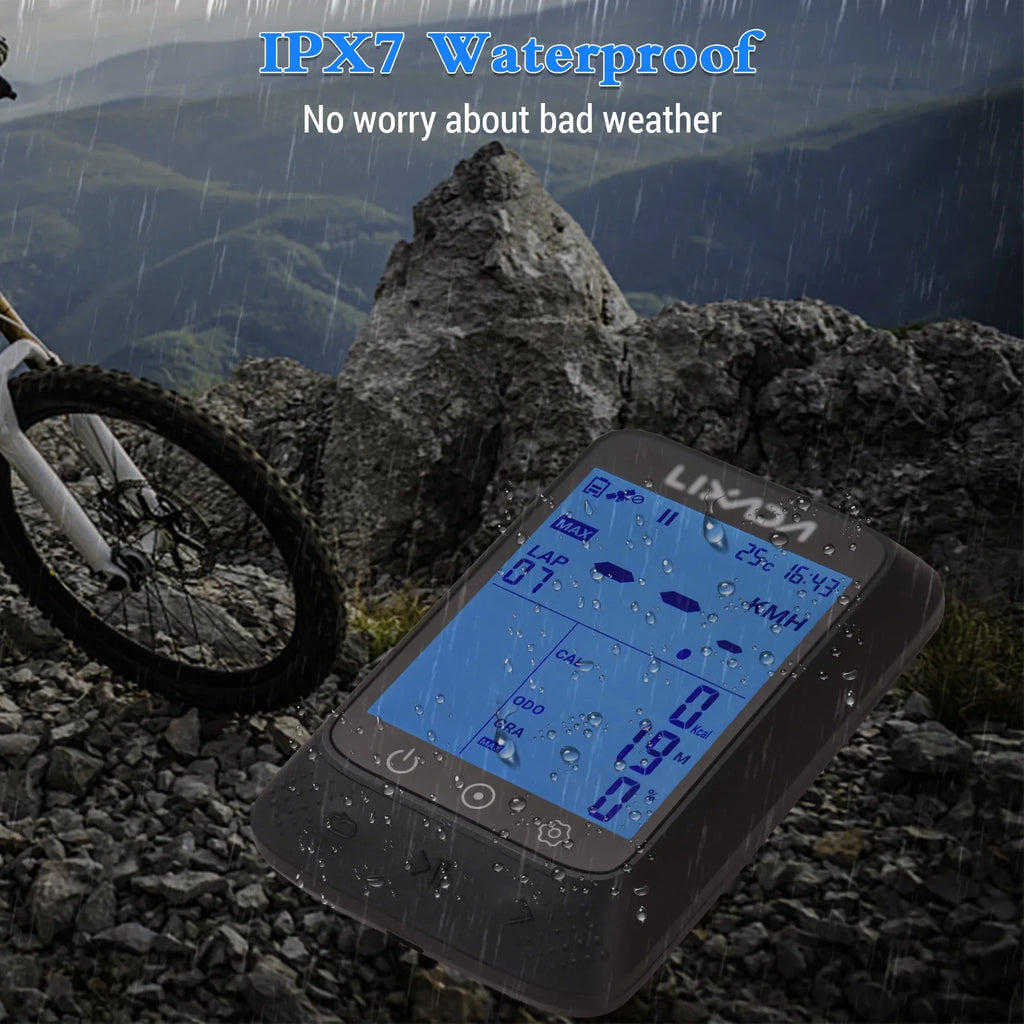 Lixada Wireless Bike GPS Computer with ANT+ Sensor Waterproof 2.3in BT Compatible Strava APP Altitude Gradient
