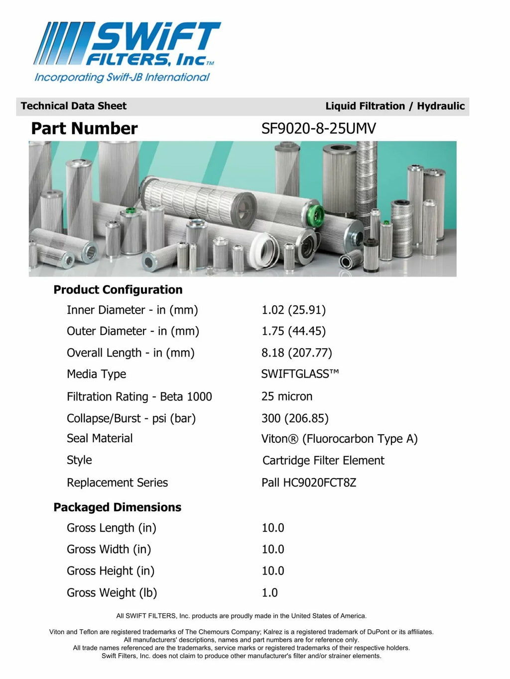Direct Interchange for TAISEI KOGYO P-TM-3-25C Cartridge Filter Element Microglass Construction 25 Micron