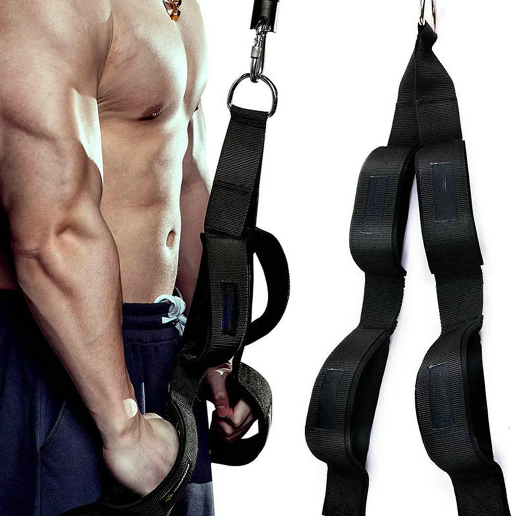Heavy Duty Arm Tricep Strap Cable Machine Attachment Grip Handles Strap for Weight Lifting Abdominal Training Gym Equipment