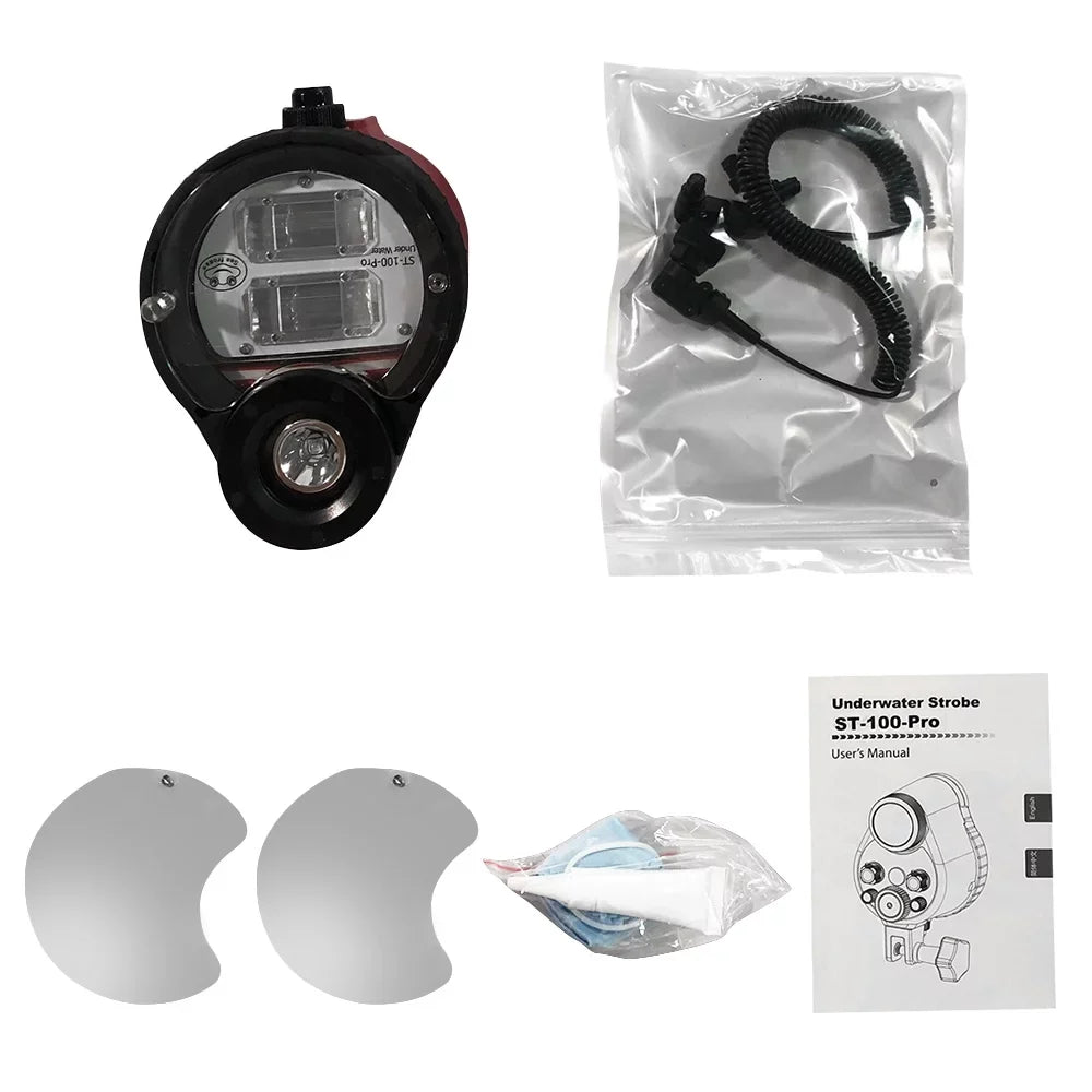 Sea frogs ST-100-Pro Flash Strobe Diving Waterproof Max. 100m328ft 5600K with Optic Cable Housing Diving Case for Underwater Photography