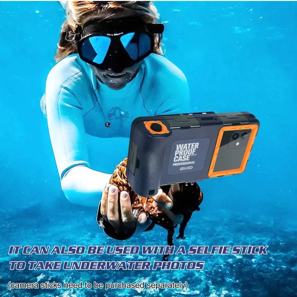 UrbanX Professional [15m/50ft] Swimming Diving Surfing Snorkeling Photo Video Waterproof Protective Case Underwater Housing for Cat S62 And all Phones Up to 6.9 Inch LCD with Lanyard