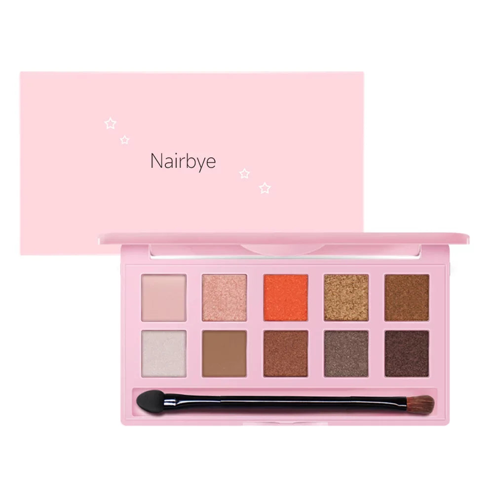 Nairbye Cosmetics, Eyeshadow Palette,10 Shades, Longwearing and Blendable, Vegan Formula