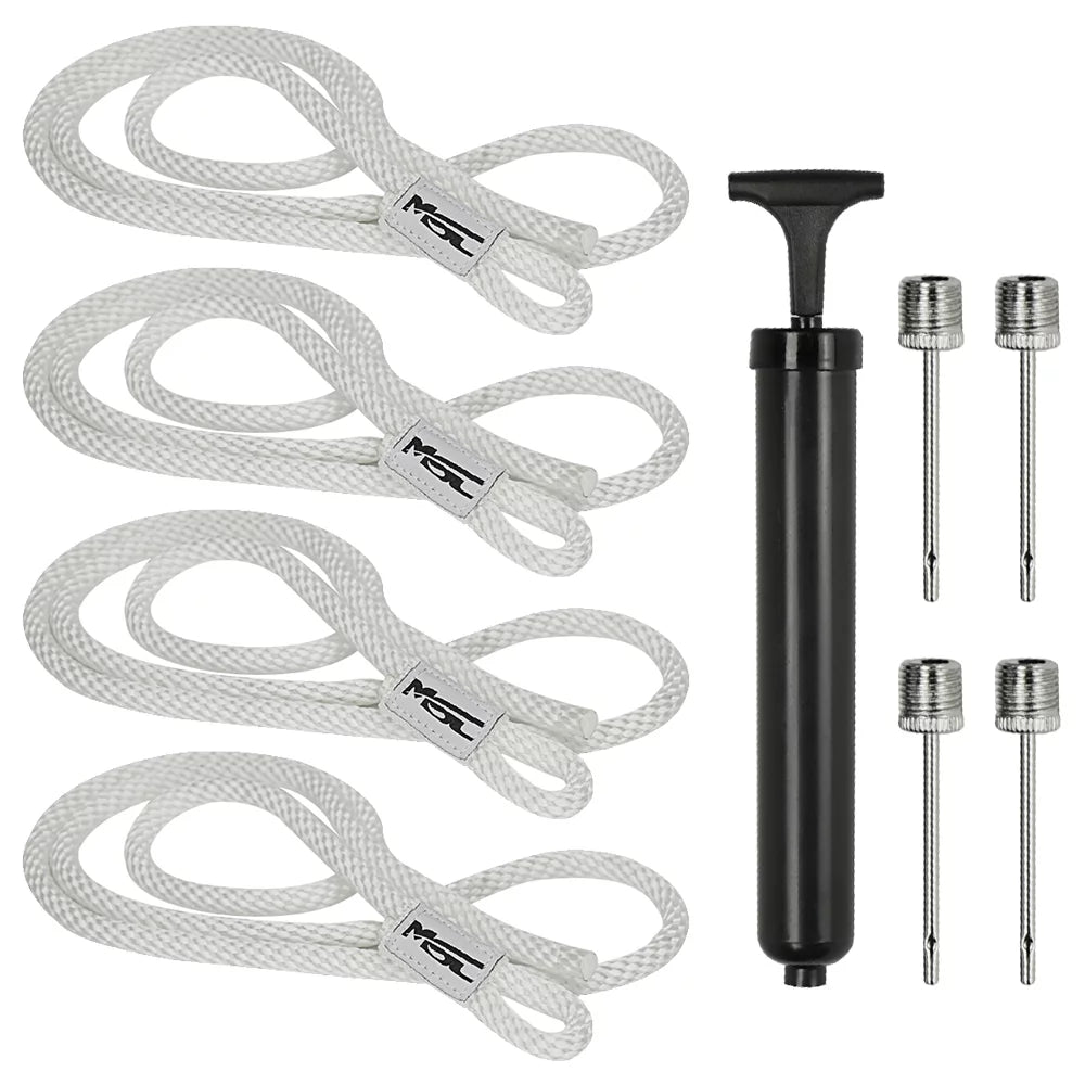 MSC Vinyl Ribbed Boat Fenders Bumpers (White, 4.5" x 16"), 4 Fenders including fender lines and inflators