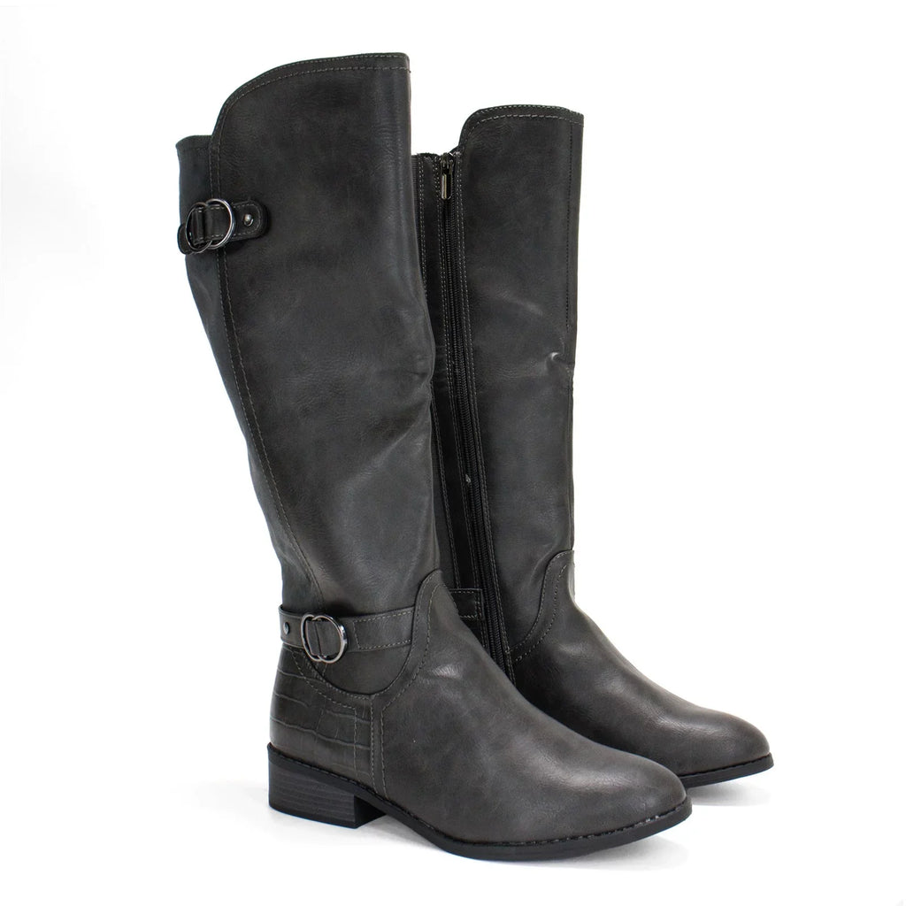 Karen Scott Women's Leandraa Extra Wide Calf Riding Boot, Grey,8 M US