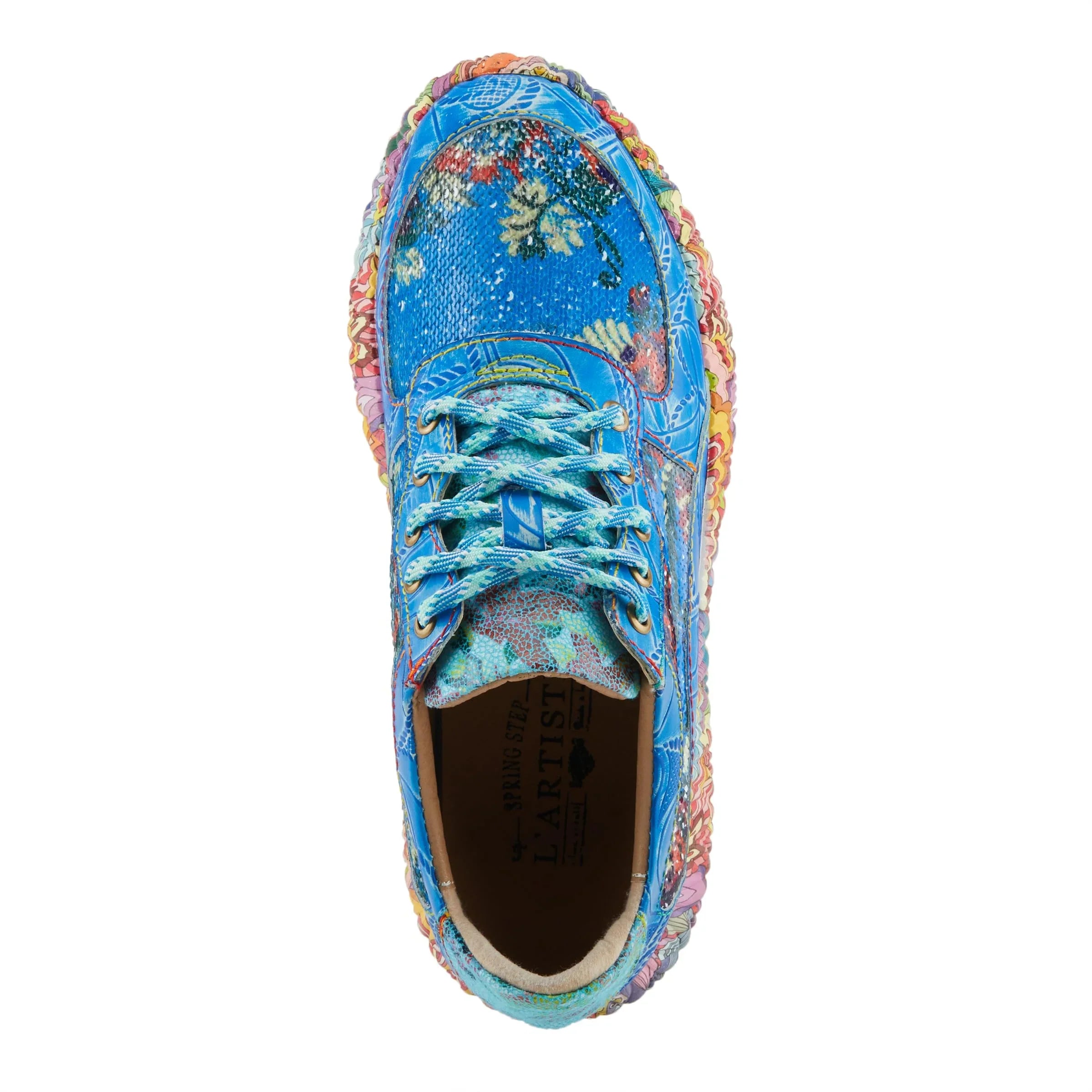 Spring Step L'Artiste Women's CAFFEY Multicolored Fashion Sneakers | Unique Energetic Patterns Blue Multi EU 42 / US 10.5-11