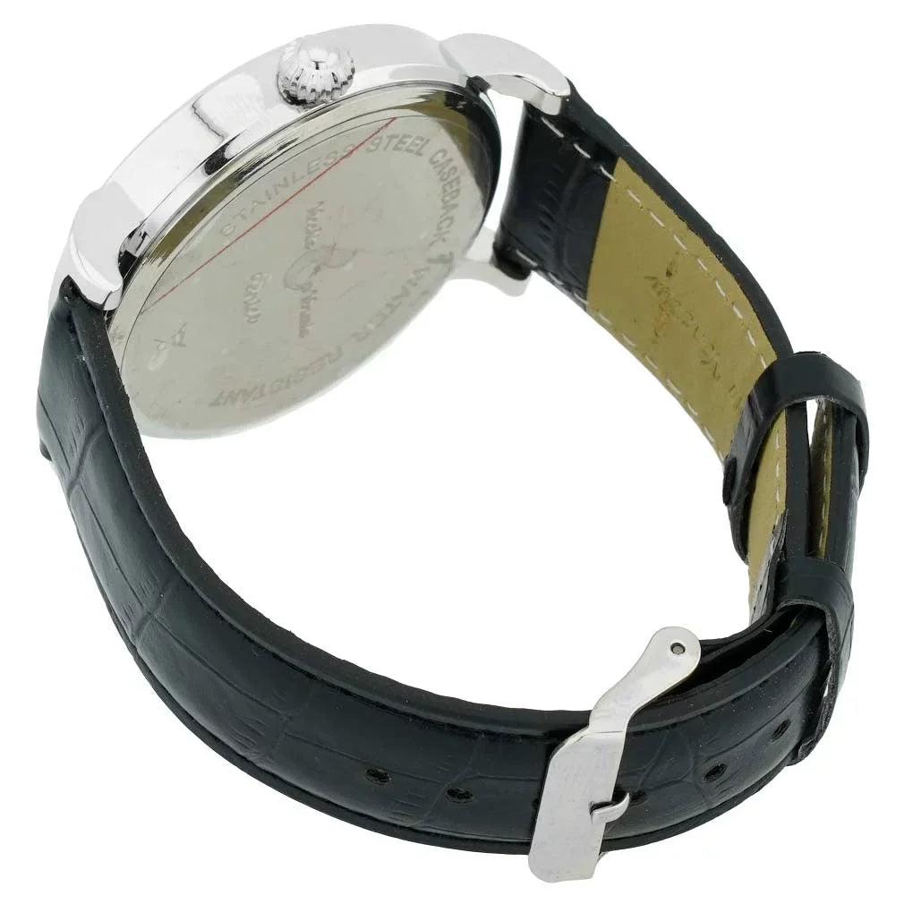 GlassOfVenice Murano Glass Men's Millefiori Watch With Leather Band - White and Black