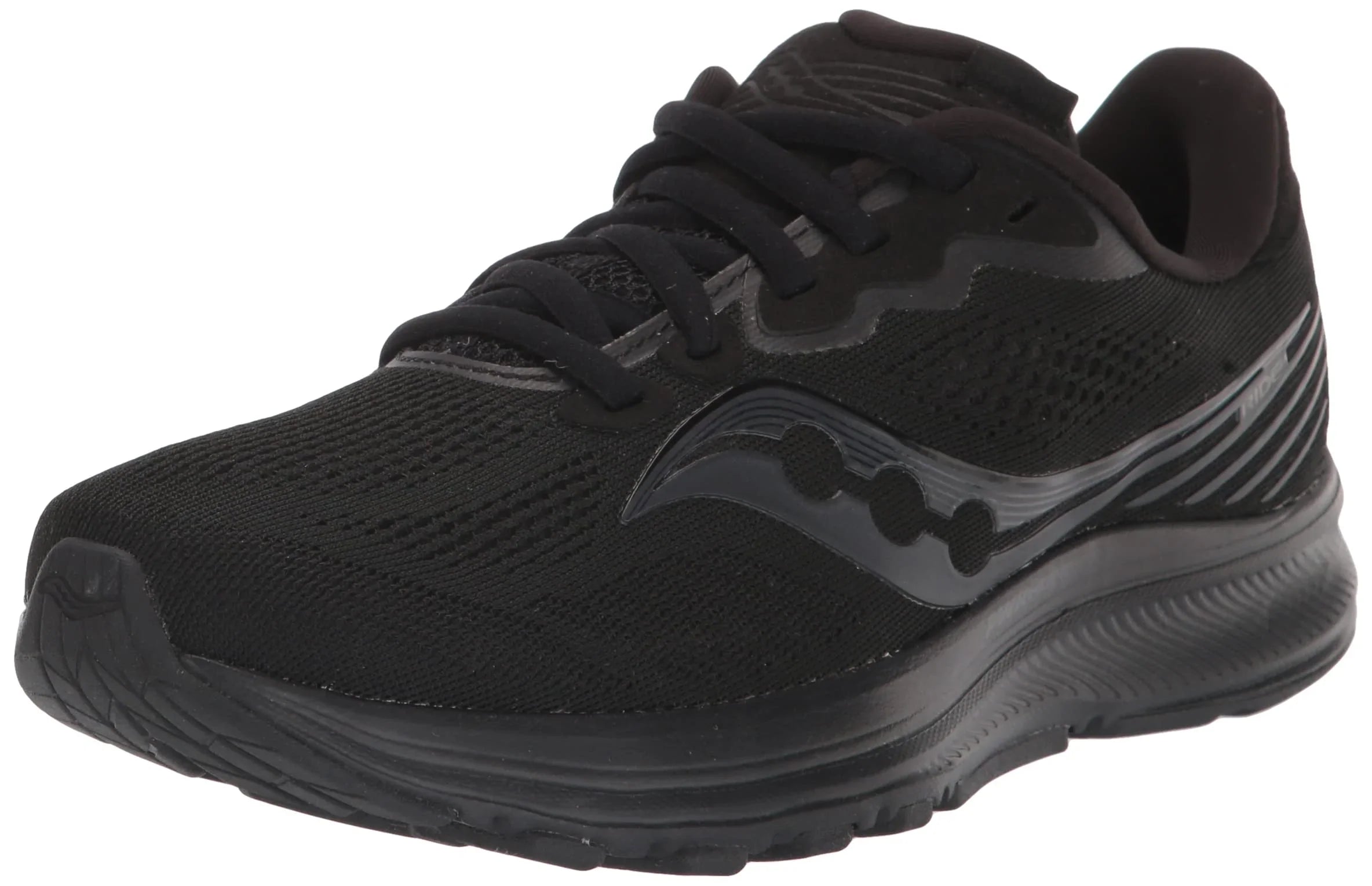 Saucony Women's Ride 14 Running Shoe, TRIPLE BLACK, 7.5