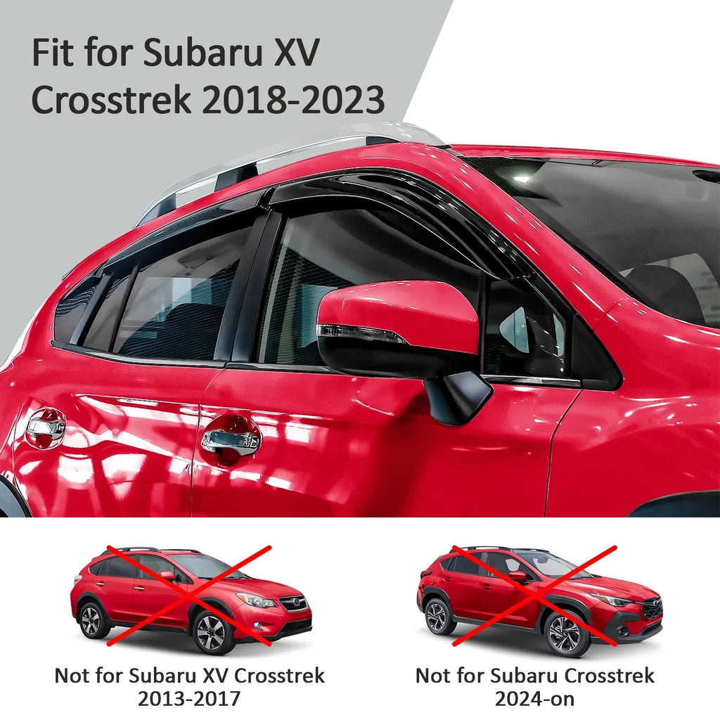 Voron Glass Tape-on Extra Durable Rain Guards for Subaru XV Crosstrek 2018-2024, Window Deflectors, Vent Window Visors, 6 Pieces - 100489