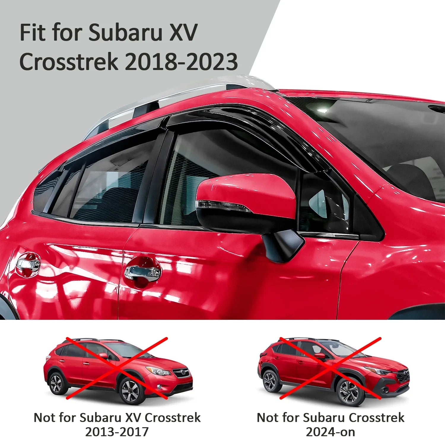 Voron Glass Tape-on Extra Durable Rain Guards for Subaru XV Crosstrek 2018-2024, Window Deflectors, Vent Window Visors, 6 Pieces - 100489