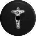 2018 2019 Wrangler JL Backup Camera Jesus on Cross Glowing Blessed Christian Spare Tire Cover for Jeep RV 32 Inch