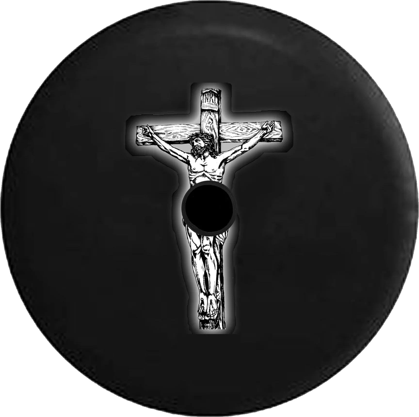 2018 2019 Wrangler JL Backup Camera Jesus on Cross Glowing Blessed Christian Spare Tire Cover for Jeep RV 32 Inch