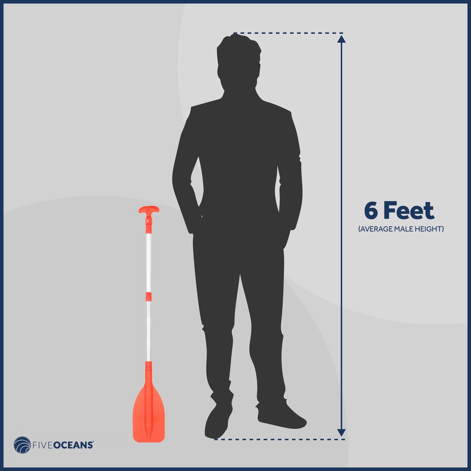 Five Oceans Emergency Telescoping Paddle, Boat Paddles, Floating Orange Paddle, Extends from 21" to 42", Compact Design for Easy Storage, Strong Anodized Aluminum Shaft - FO2898