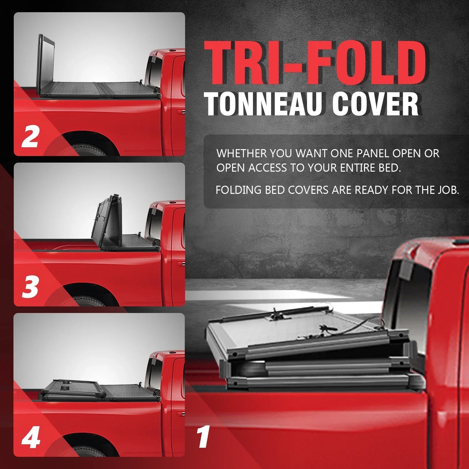 DNA Motoring TTC-HARD-090 For 2019 to 2021 Ford Ranger 5Ft Truck Short Bed Black Powdercoated Aluminum Frame FRP Hard Top Tri-Fold Tonneau Cover 20