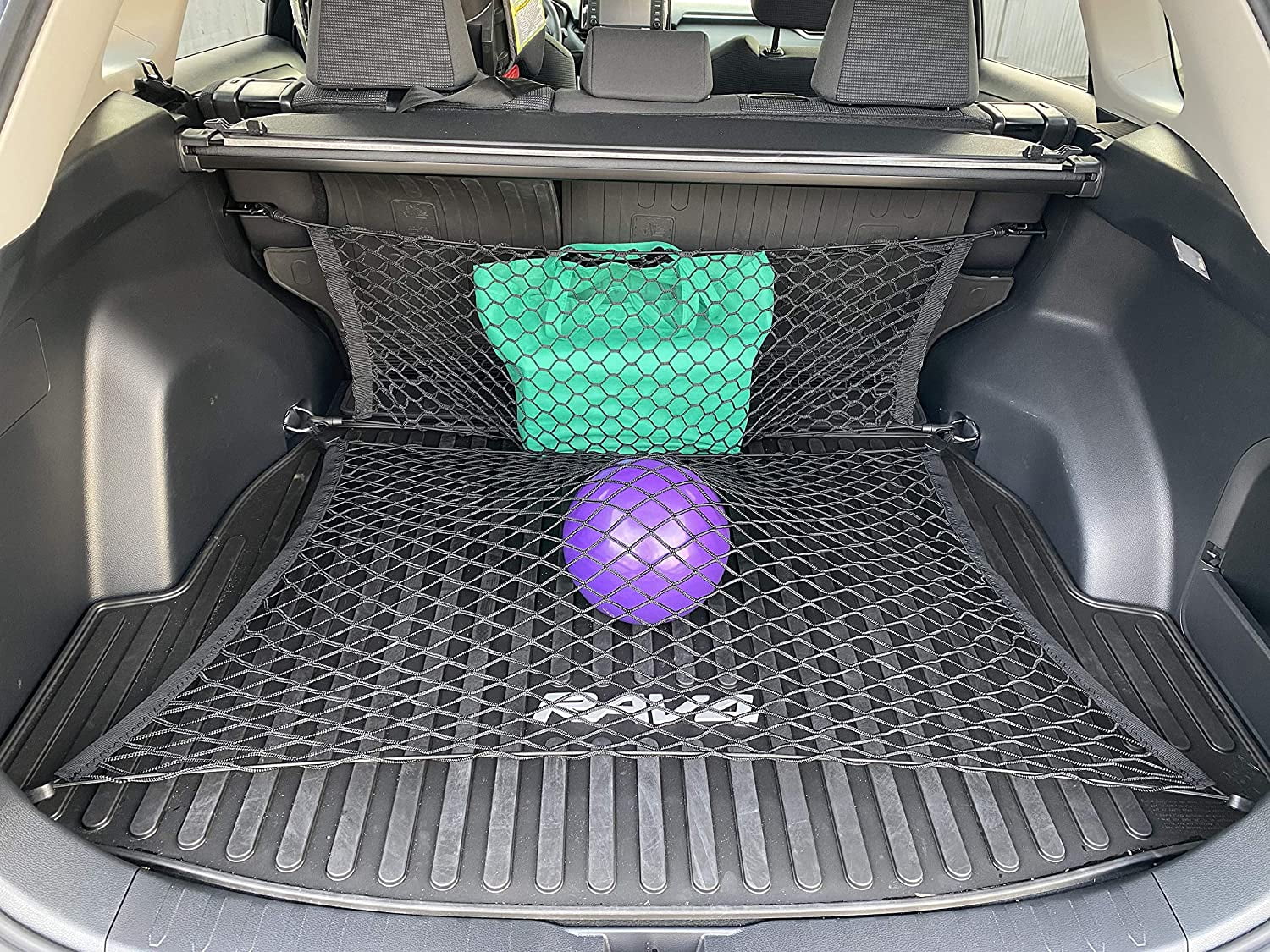 Floor Style + Envelope Style Trunk Cargo Net for Toyota RAV4 Rav4 Hybrid Prime 2019 2020 2021 2022