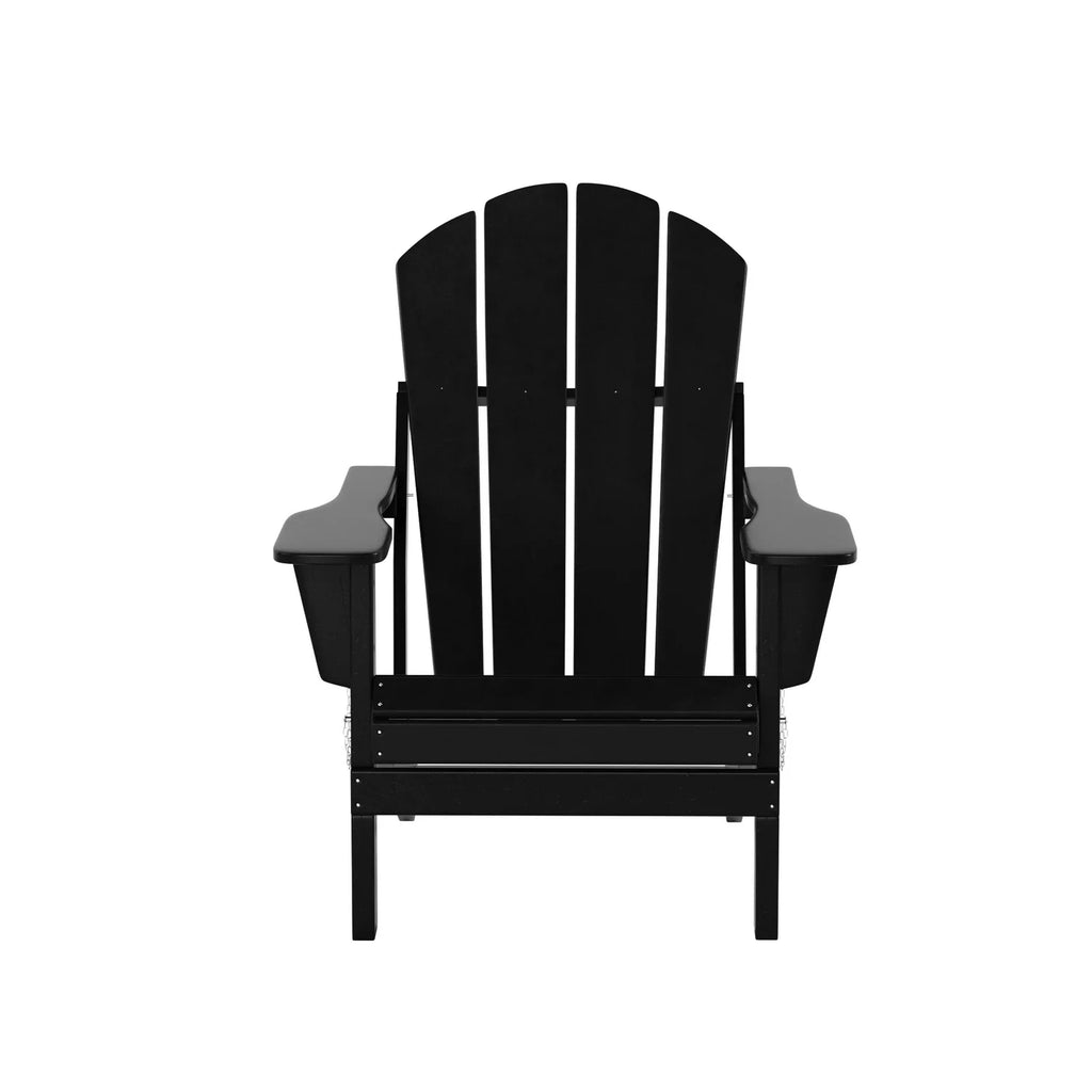EXTRA PLATINUM Classic Outdoor Patio Folding Poly Adirondack Chairs (Set of 4), Black