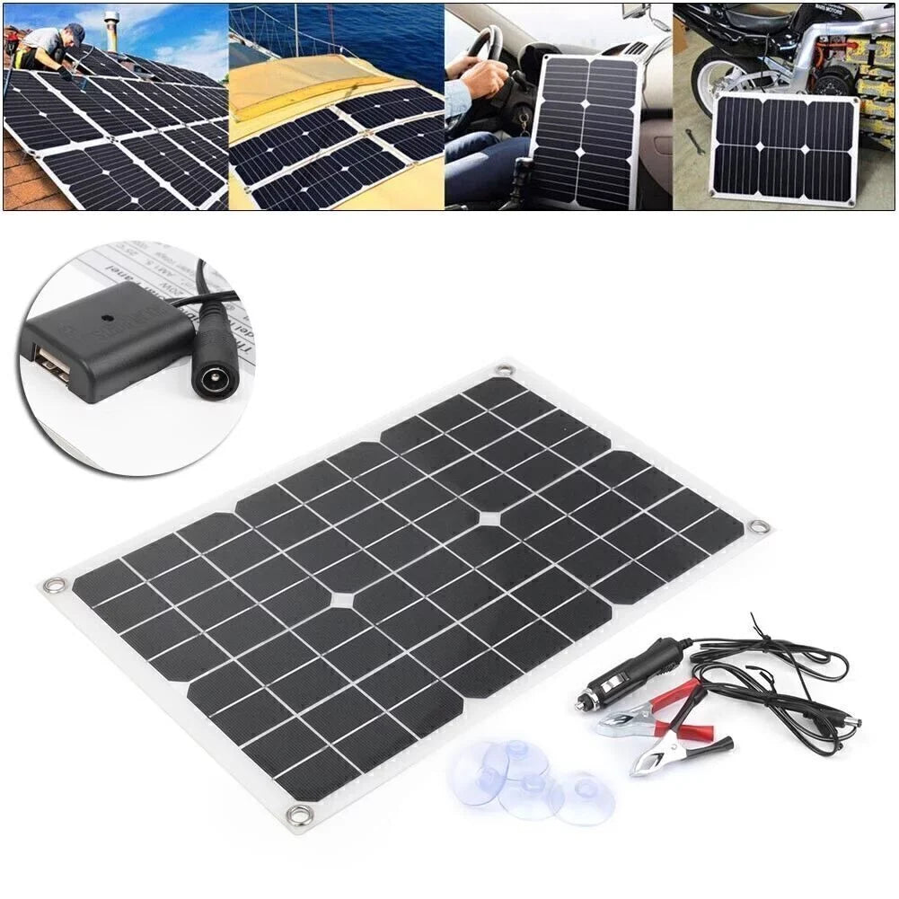 ligaofeng Multifunctional Ultra-thin 20W Monocrystalline Solar Panel Battery Charger with USB Output Ports Waterproof Portable
