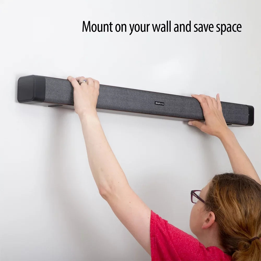 Deco Gear SB200WOD 60W 2.0 Channel Soundbar with Built-in Dual Subwoofers and Four 2.5" Drivers Bundle with 1 Year Extended Guarantee