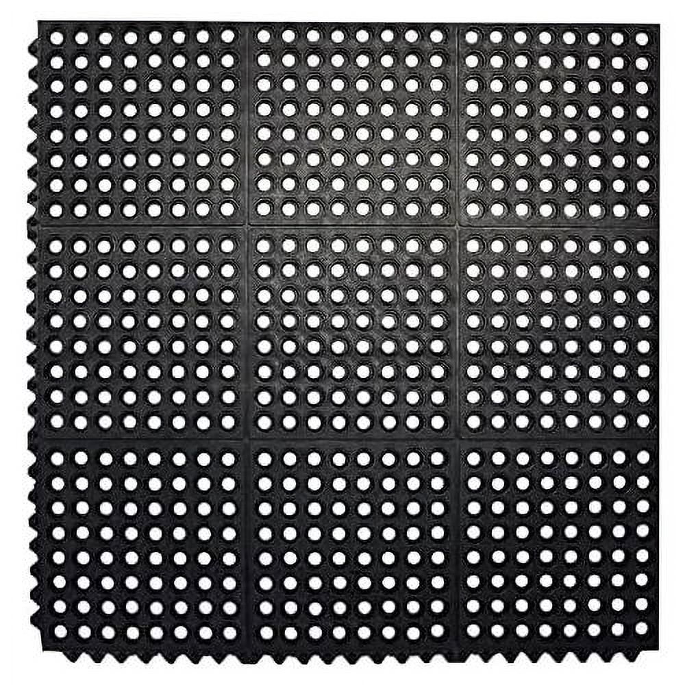 Interlocking Rubber Floor Mat For Restaurant Kitchen Floor Anti Fatigue Bar Door Mat Non-Slip Indoor Outdoor Shower Pool Drainage, Durable Garage Flooring 36 X 36 Inch