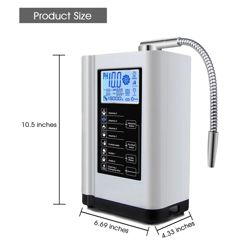 Alka Water Ionizer, Water Purifier Machine PH 3.5-10.5 Alkaline Acid Water Machine, up to -500mV ORP, 8000 Liters per filter,7 Water Settings, Auto-cleaning,Intelligent Voice White)