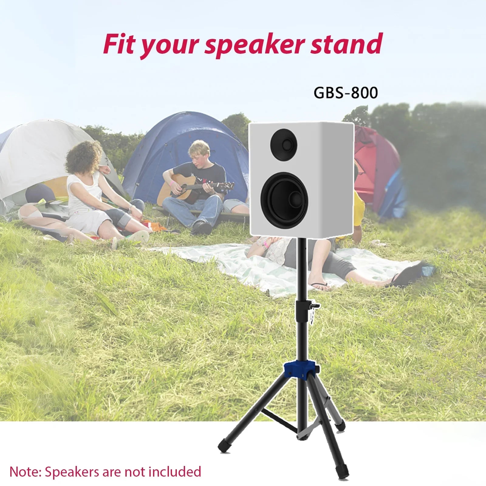 Carevas Heavy Duty Speaker Stand with Telescoping Height, Three point Triangle Base Bracket, for Studio Speakers