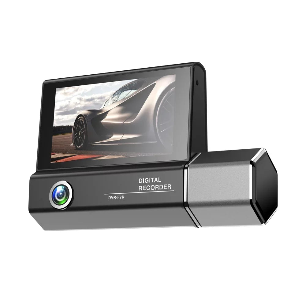 Docooler 3 Cameras Dash Cam 4in Clear Car Rearview Mirror Car Video Recording Camcorder Car Camera Recorder Auto Safety Driving Recorder