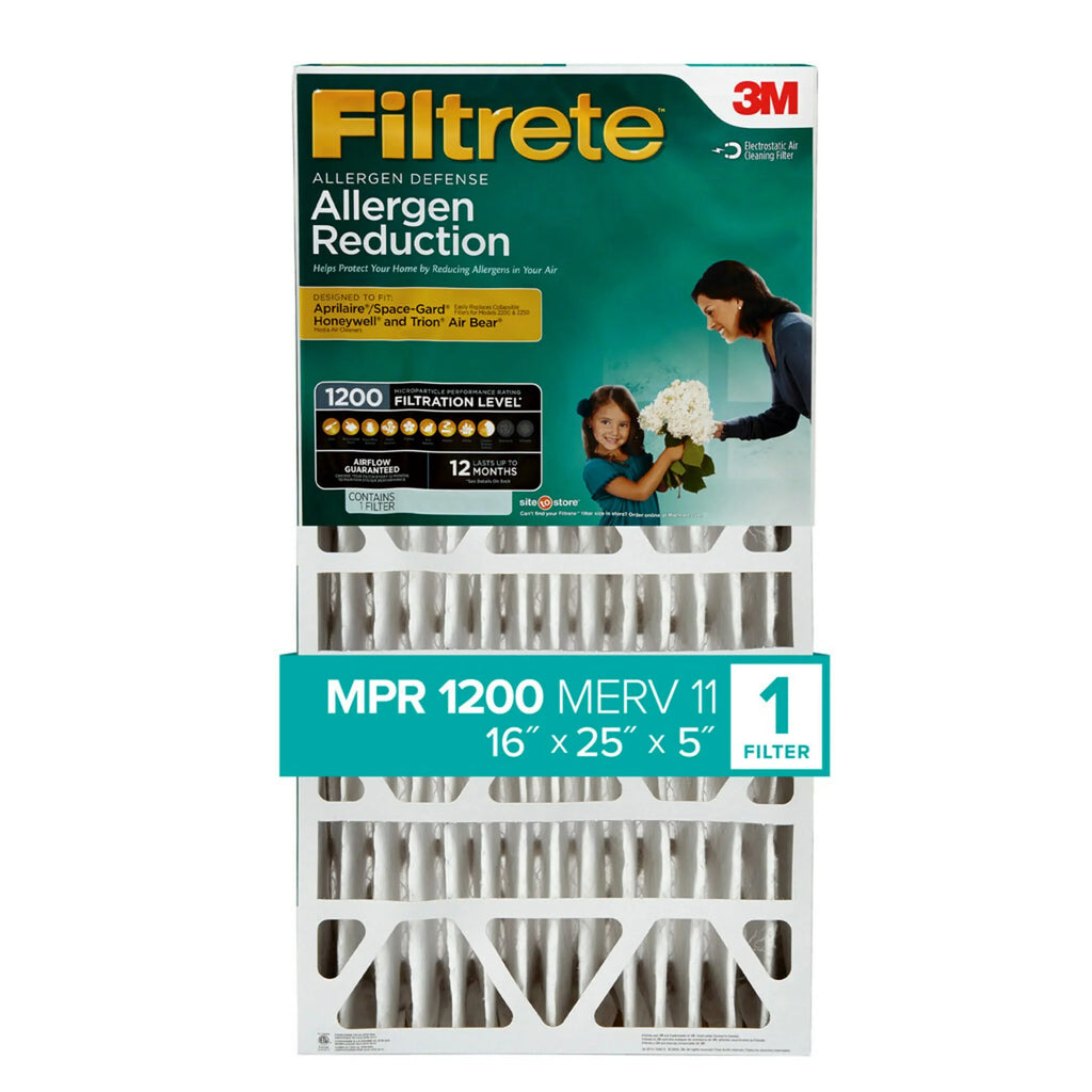 Filtrete 16x25x5 Air Filter, MPR 1200 MERV 11, Allergen Reduction Deep Pleat, 1 Filter