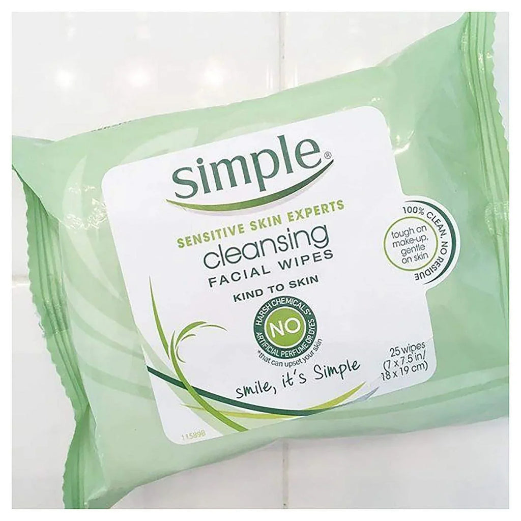 Simple Cleansing Facial Wipes (Boxed 6 Packs X 25 Wipes) Total 150 Wipes
