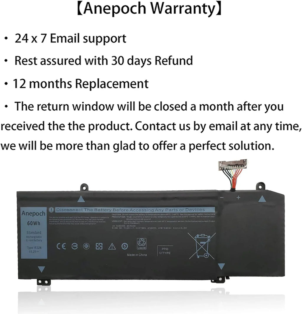 1F22N Portable PC y Replacement for Dell Alienware 2018 M15 G5 15 5590 G7 7790 7590 ALW15M-D1735R R2 R1 2019
