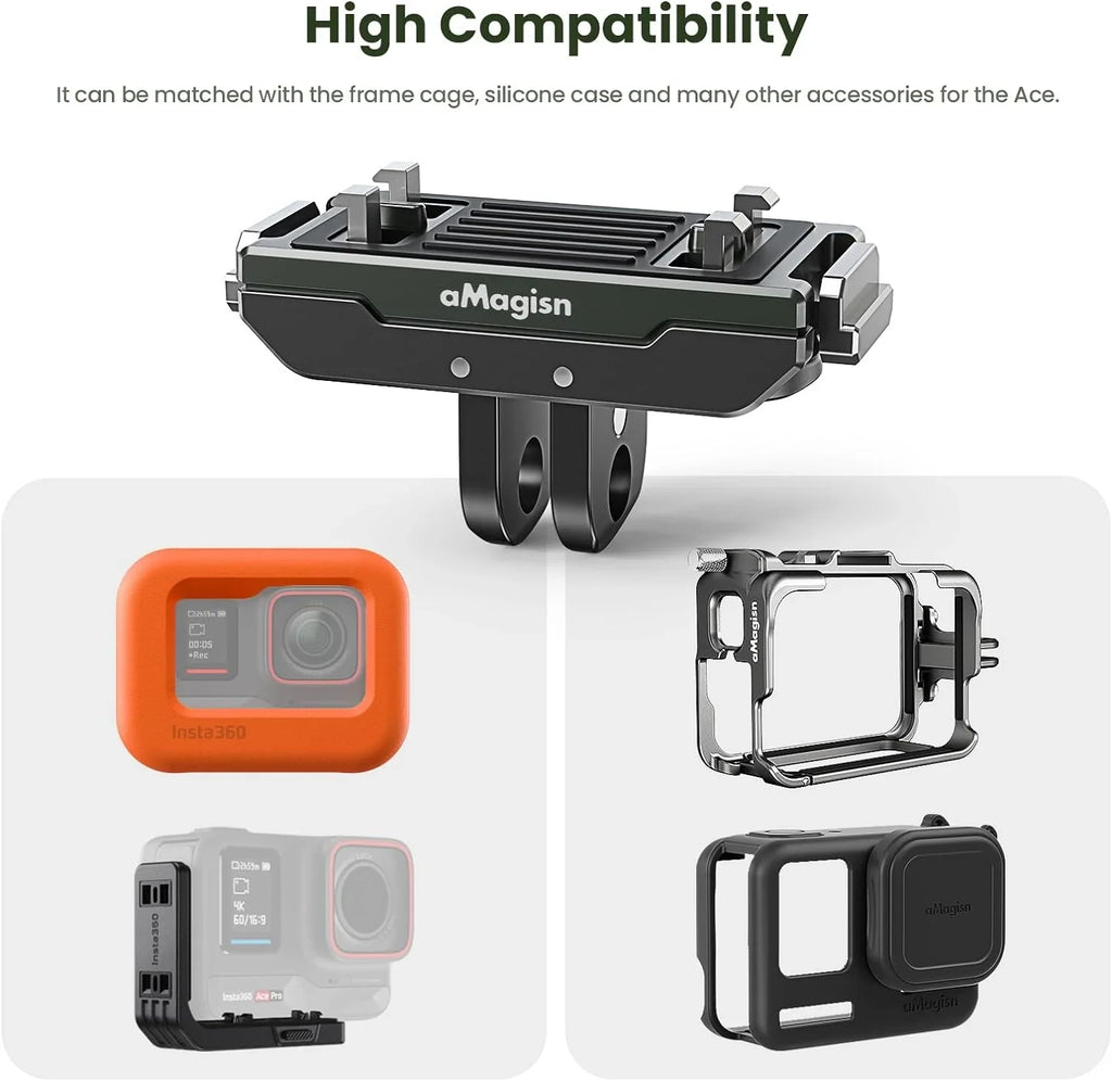 GAEKOL Insta360 Ace Pro Quick Release Mount, Snap-On Magnetic 2 Prong Mount and 1/4 Thread Mount for Insta360 Ace Pro / Insta360 Ace