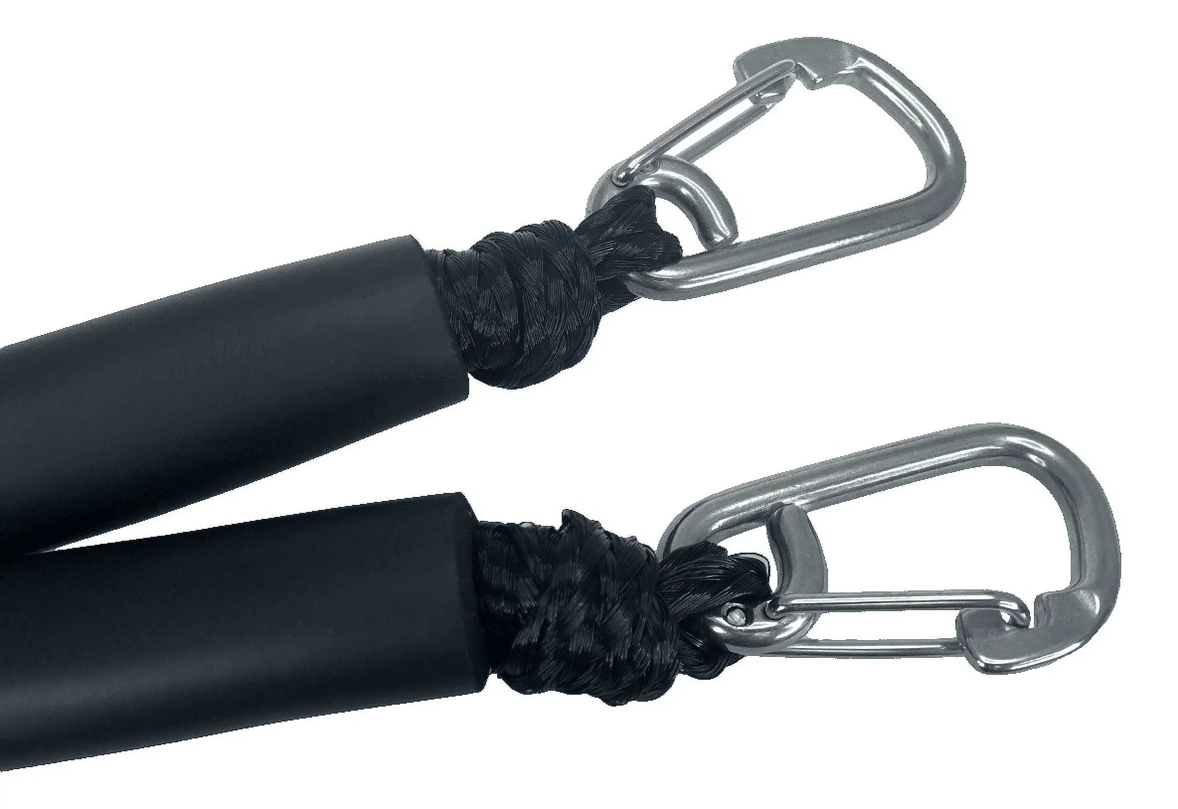 Pactrade Marine Boat Pontoon Kayak PWC Jet Ski Bungee Dock Line Mooring Rope 4'-5.5' with SS316 Snap Hook Salt and Fresh Water Use 2 Pack (Black & White)