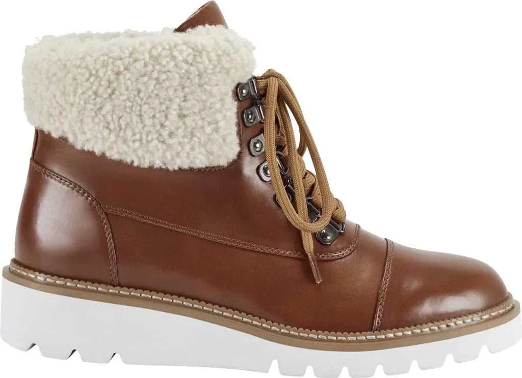 Women's Aerosoles Alden Wedge Hiker Bootie Tan Faux Leather/Faux Shearling 11 M