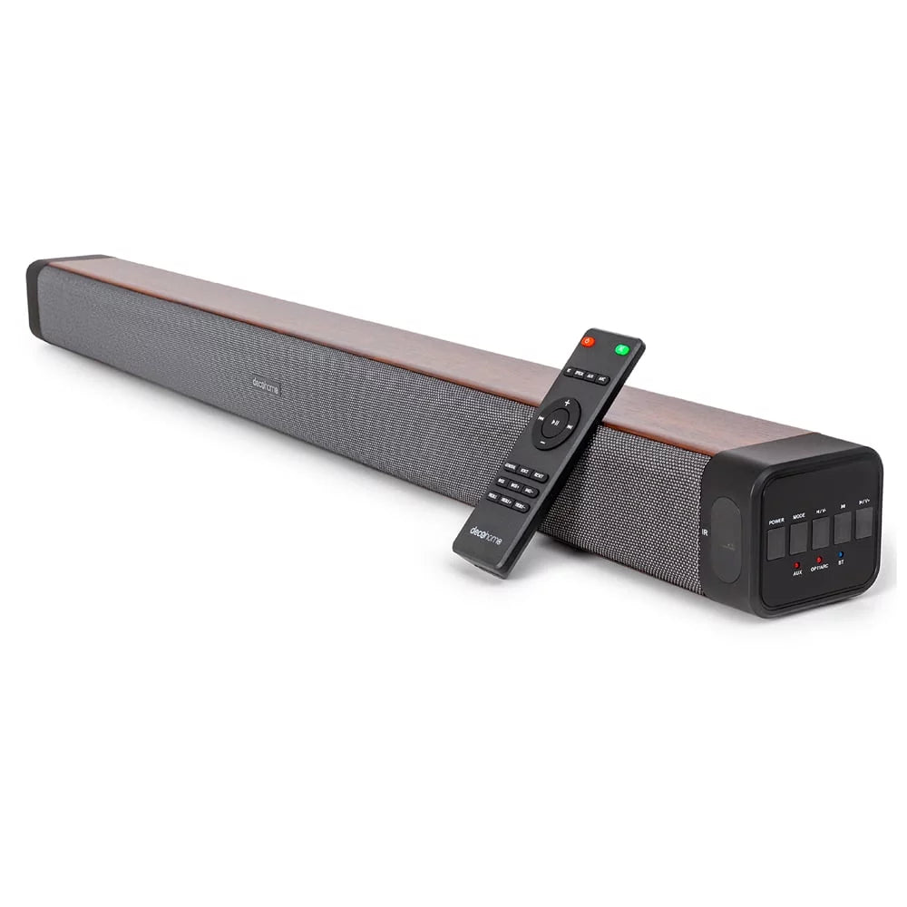Deco Gear SB200WOD 60W 2.0 Channel Soundbar with Built-in Dual Subwoofers and Four 2.5" Drivers Bundle with 1 Year Extended Guarantee