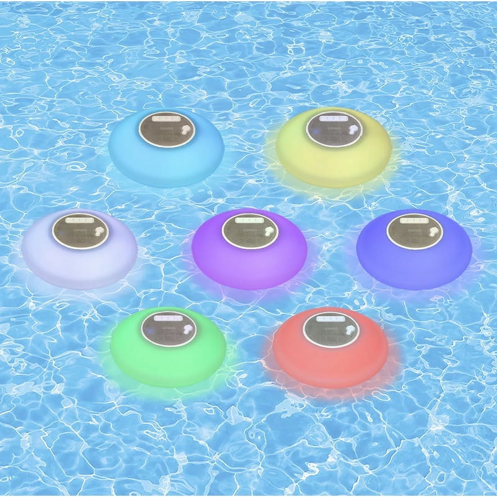 Poolmaster Multi-Light Floating Waterproof Portable Bluetooth Speaker - 7 Color LED Backlight Monitor with Phone Call Functionality for Swimming Pools, Lakes, Outdoors