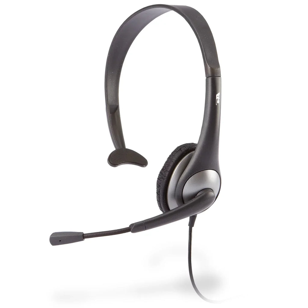 Cyber Acoustics Gray Mono Headset w/ Y-Adapter & Microphone (AC-104) -