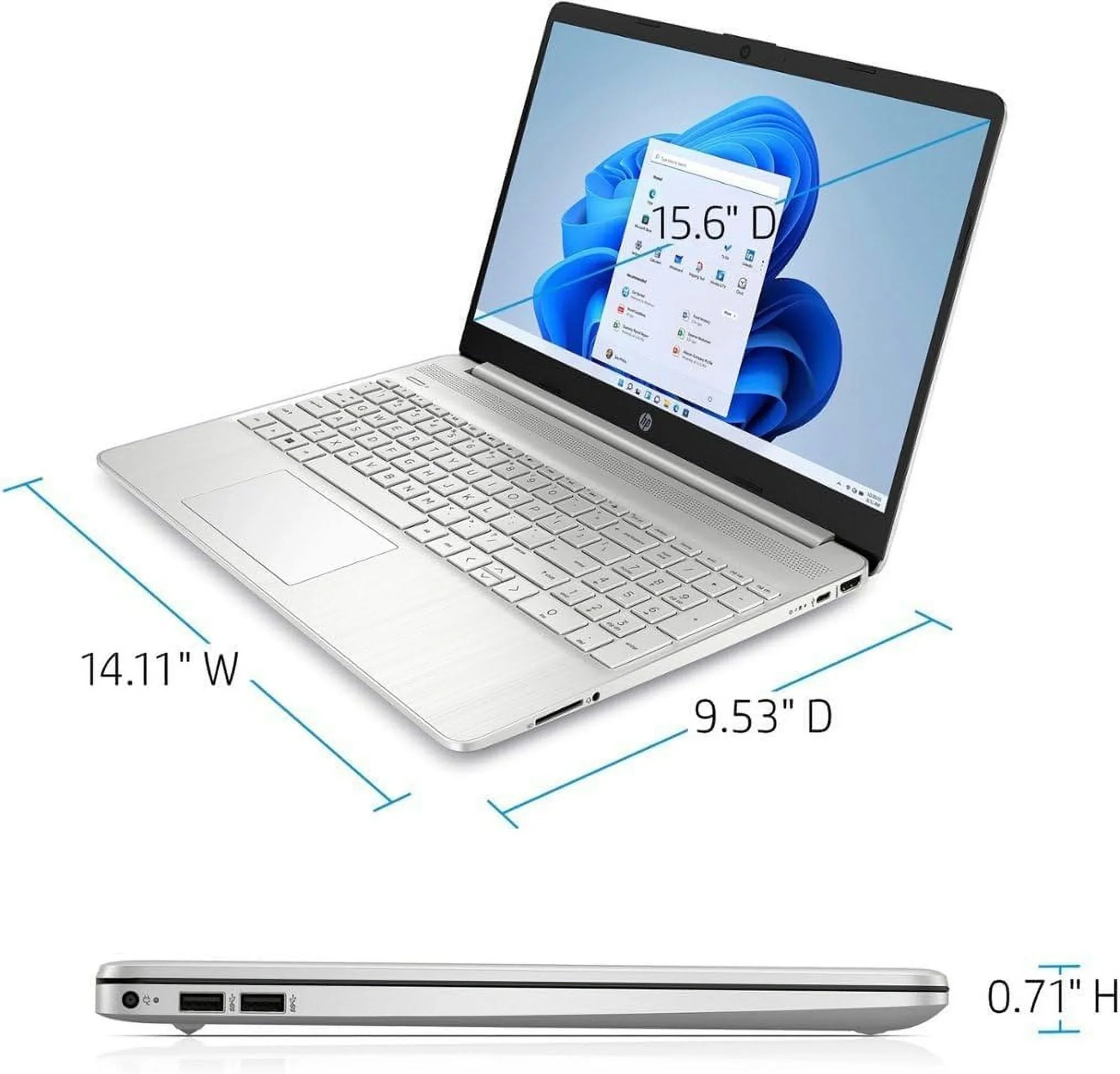 HP Newest 15 15.6" HD Touchscreen [Windows 11 Pro] Business Computer Computer, 12th Gen Chipset Core i3-1215U, 12GB RAM, 512GB PCIe SSD, Long Battery Life, Wi-Fi 5, Bluetooth, Natural Silver