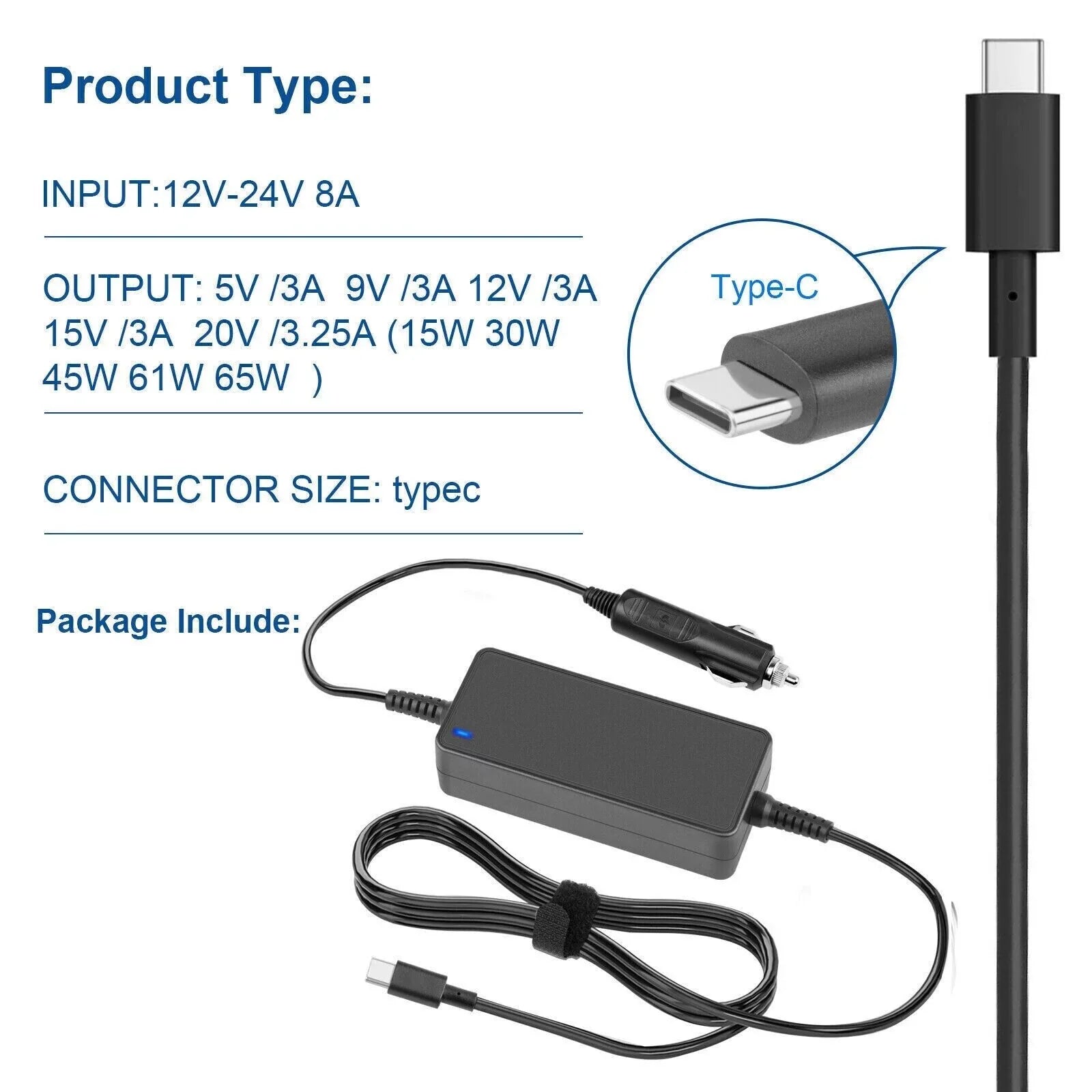 AMSK POWER Car Charger 65W USB-C for HP ZBook Firefly 14 inch G10 Mobile Workstation PC Wolf