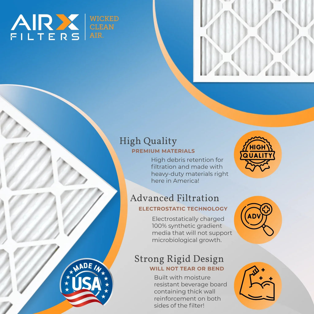 18x24x1 Air Filter MERV 8 Rating, 12 Pack of Furnace Filters Comparable to MPR 700 & FPR 5 - Made in USA by AIRX FILTERS WICKED CLEAN AIR.