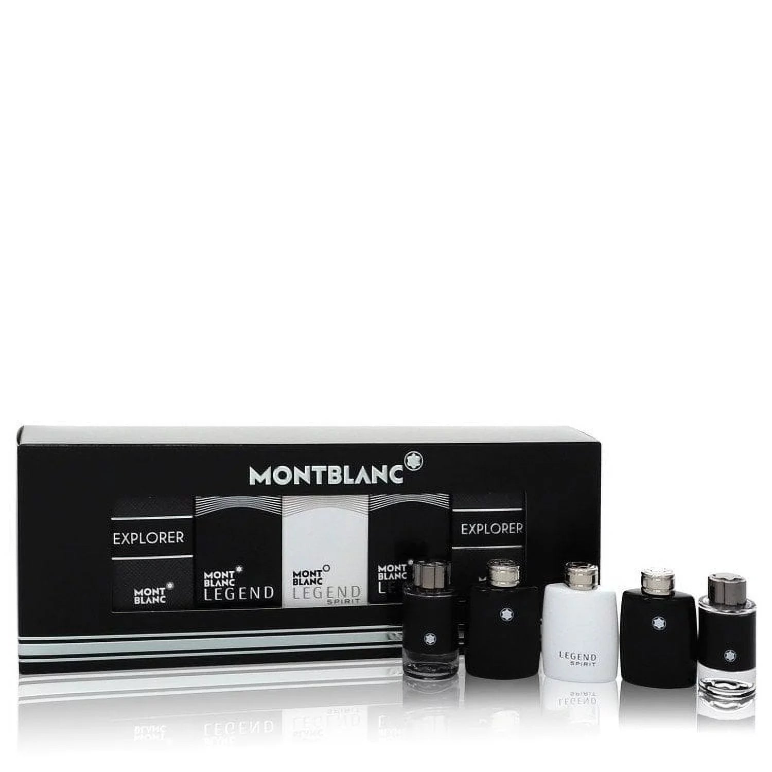 Men Gift Set -- 2 x 0.15 Mini EDT in Montblanc Legend + 2 x .15 Mini EDP Spray in Montblanc Explorer + 0.15 oz Mini EDT in Montblanc Legend Spirit By Mont Blanc