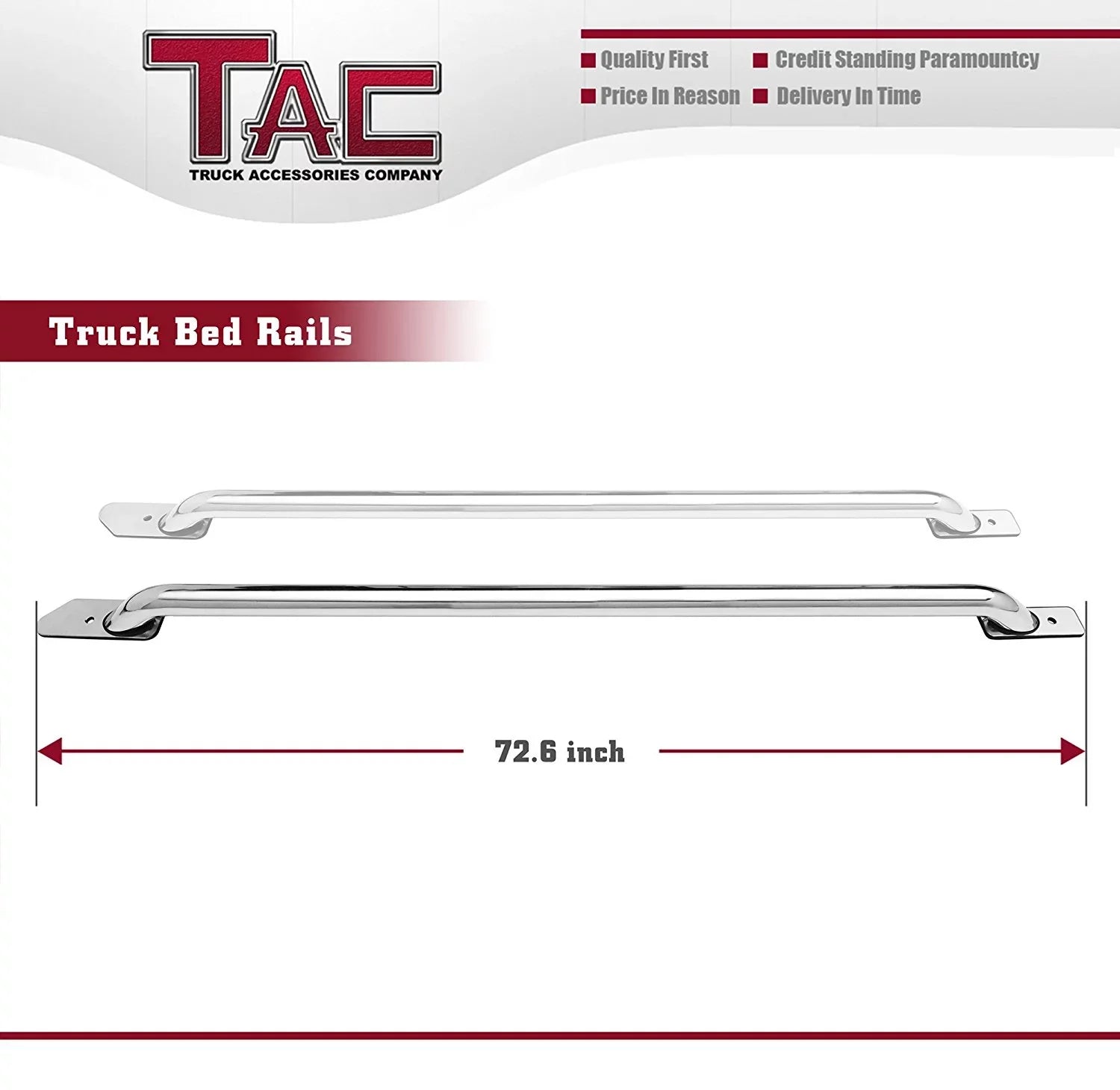 TAC Bed Rails Fit 2014-2024 Chevy Silverado/GMC Sierra 1500 6.5ft Standard Bed(Excl. Denali CarbonPro Editions) 304 Stainless Steel Truck Side Rails Accessories 2pcs
