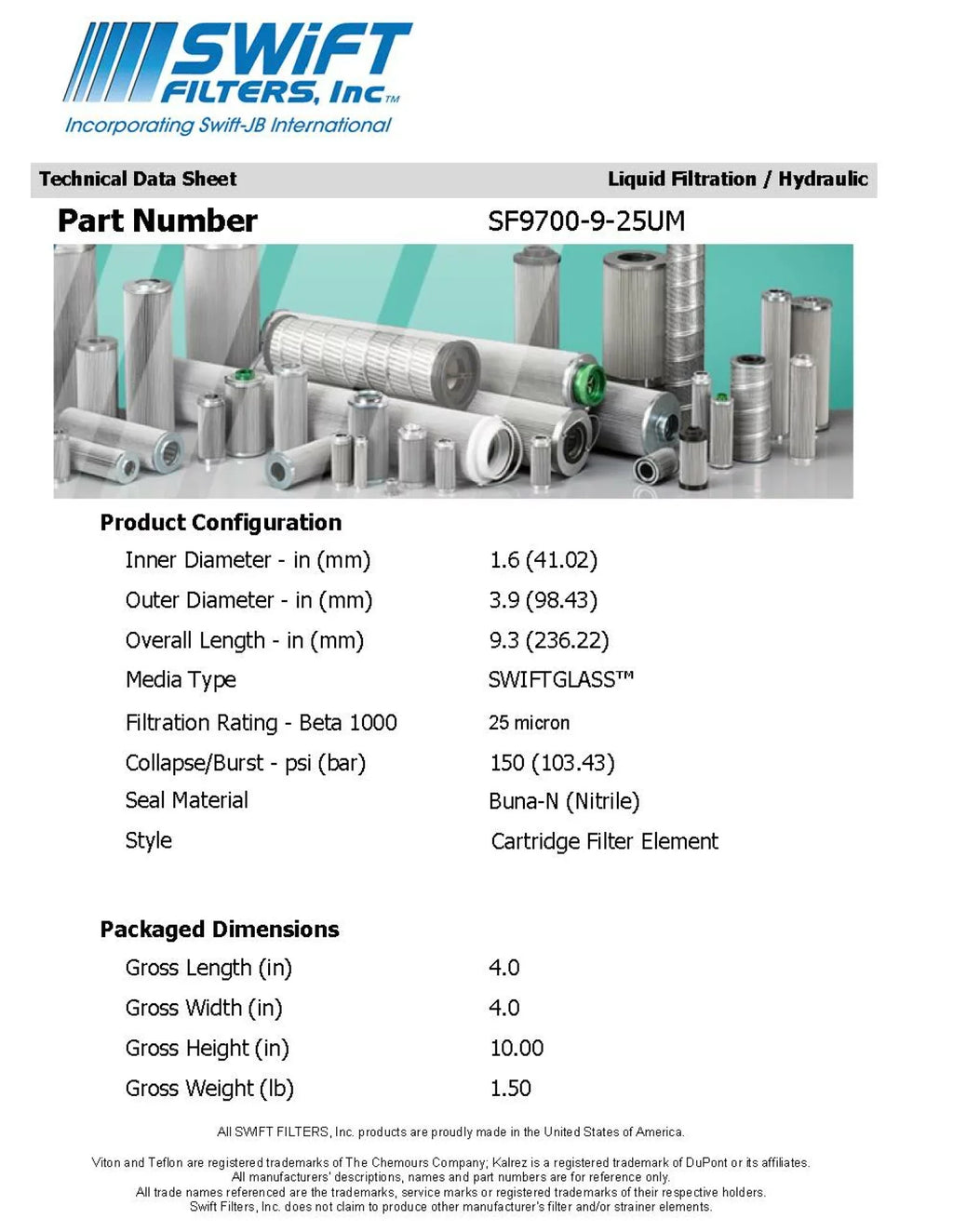 Direct Interchange for FLEETGUARD HF6111 Cartridge Filter Element  Microglass 25 Micron