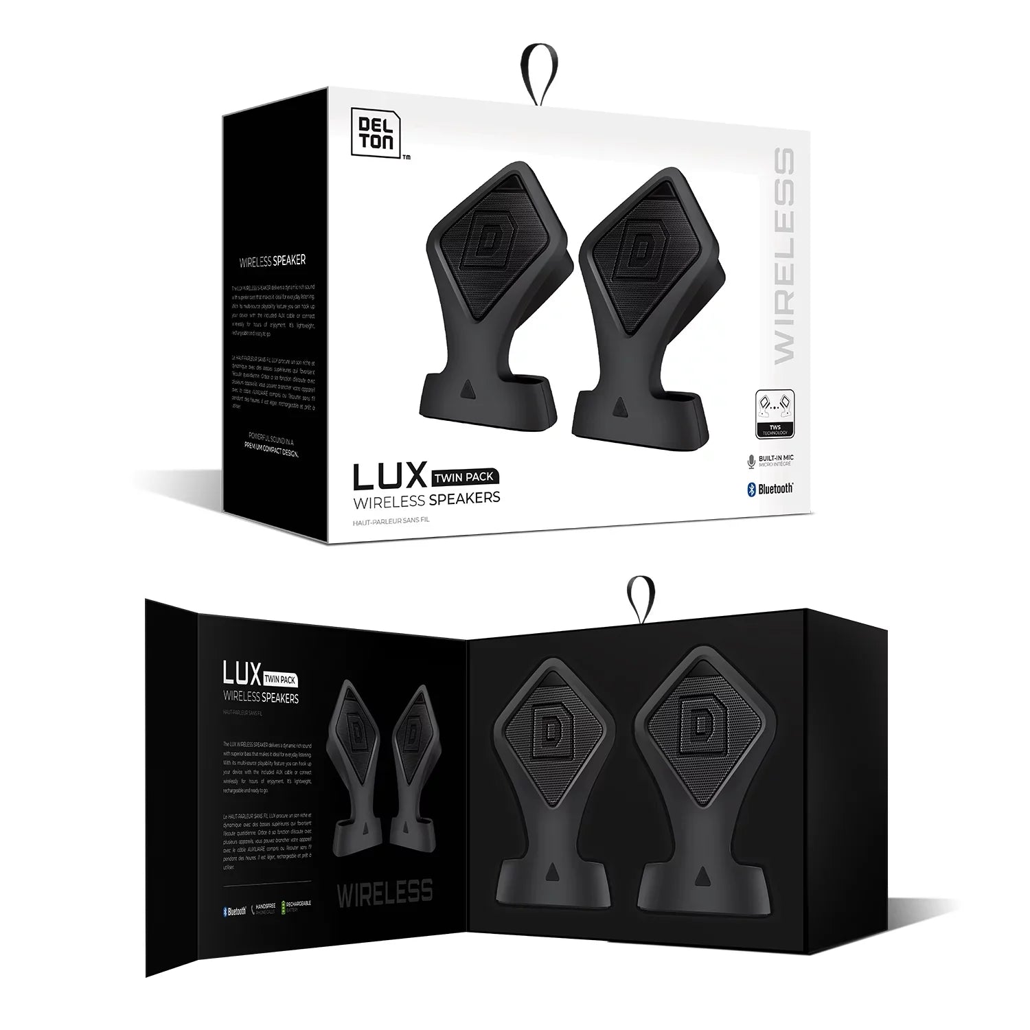 Delton True Wireless Speaker, Portable Bluetooth Speaker with Mic (Twin Pack), Dynamic HD Sound and Bass