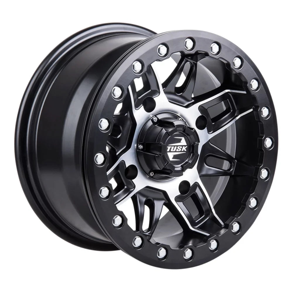 (2 Pack) 4/137 Tusk Wasatch Beadlock Wheel 15x7 5.0 + 2.0 Machined/Black For CAN-AM Defender HD10 Pro Limited 2021-2022