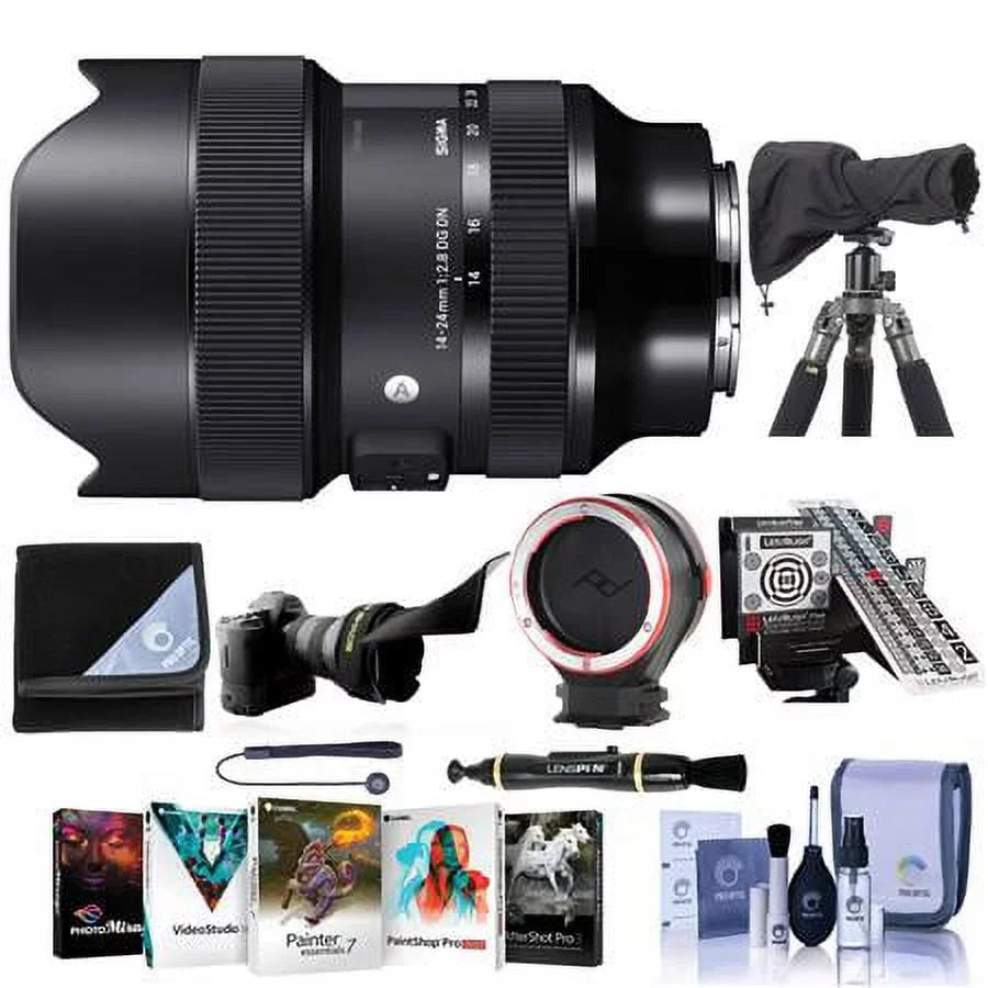 14-24mm f/2.8 DG DN ART Lens for Sony E, Bundle with Software Kit, RainCoat Sleeve, Calibration Aid, Lens Changing Kit Adapter, Lens Wrap, Cleaning Kit, Flex Lens Shade, Cleaner