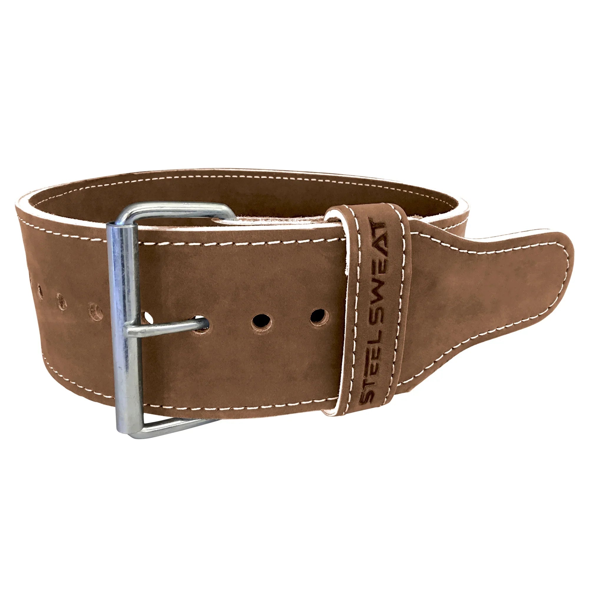 Steel Sweat Leather Weight Lifting Belt - Vegetable Tanned Natural Brown