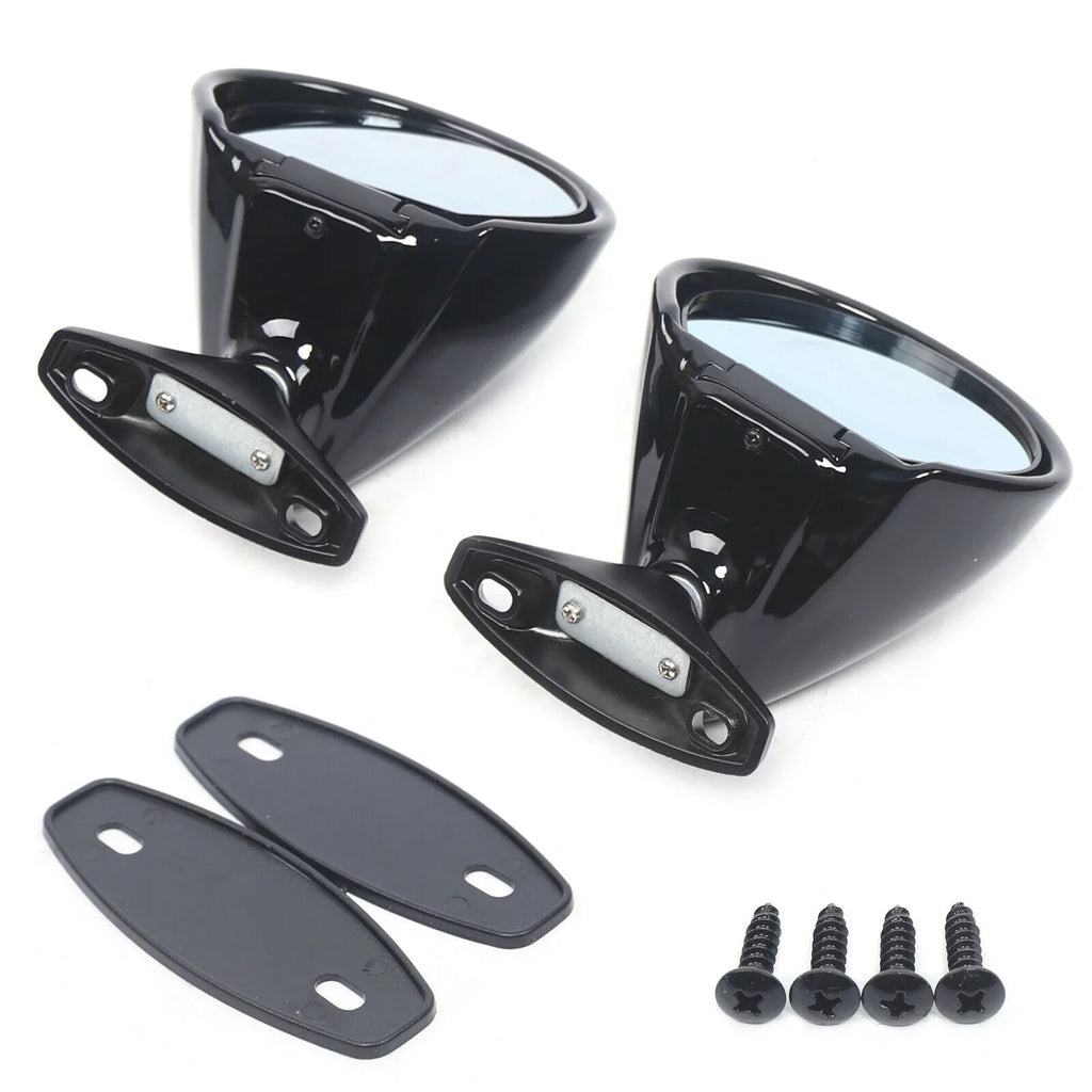 1 Pair Universal Classic Car Door Side Wing Mirror & Gasket Rear View Plane Mirror