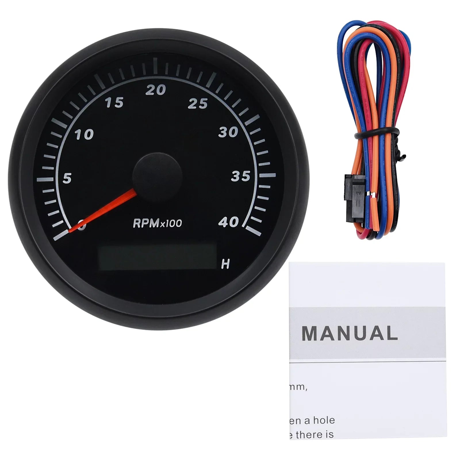 Geloo Marine Tachometer Hour Meter Waterproof Tachometer Gauge 0-4000RPM 85mm for Car Boat Truck RV