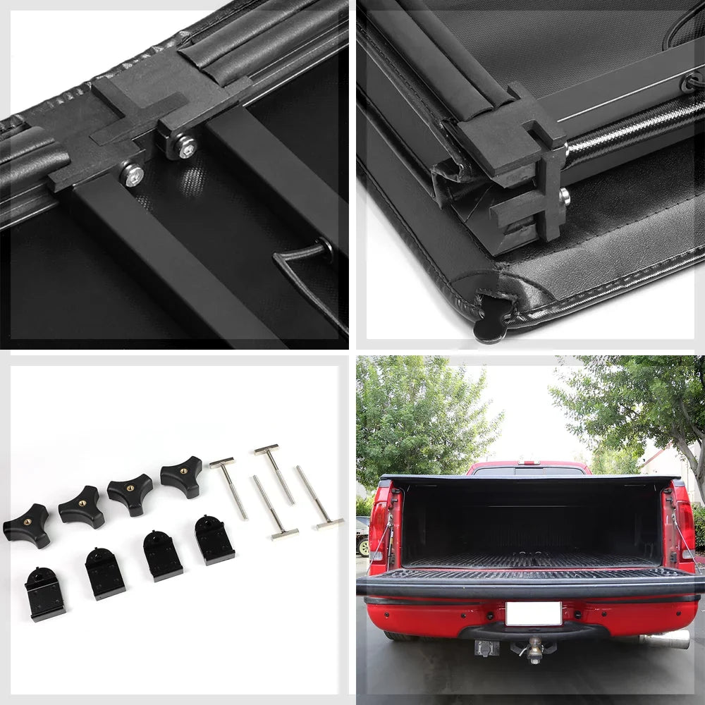 Short Bed Truck Tonneau Cover 5Ft Soft Top Tri-Fold Fleetside for 05-21 Frontier Fits select: 2005-2019 NISSAN FRONTIER