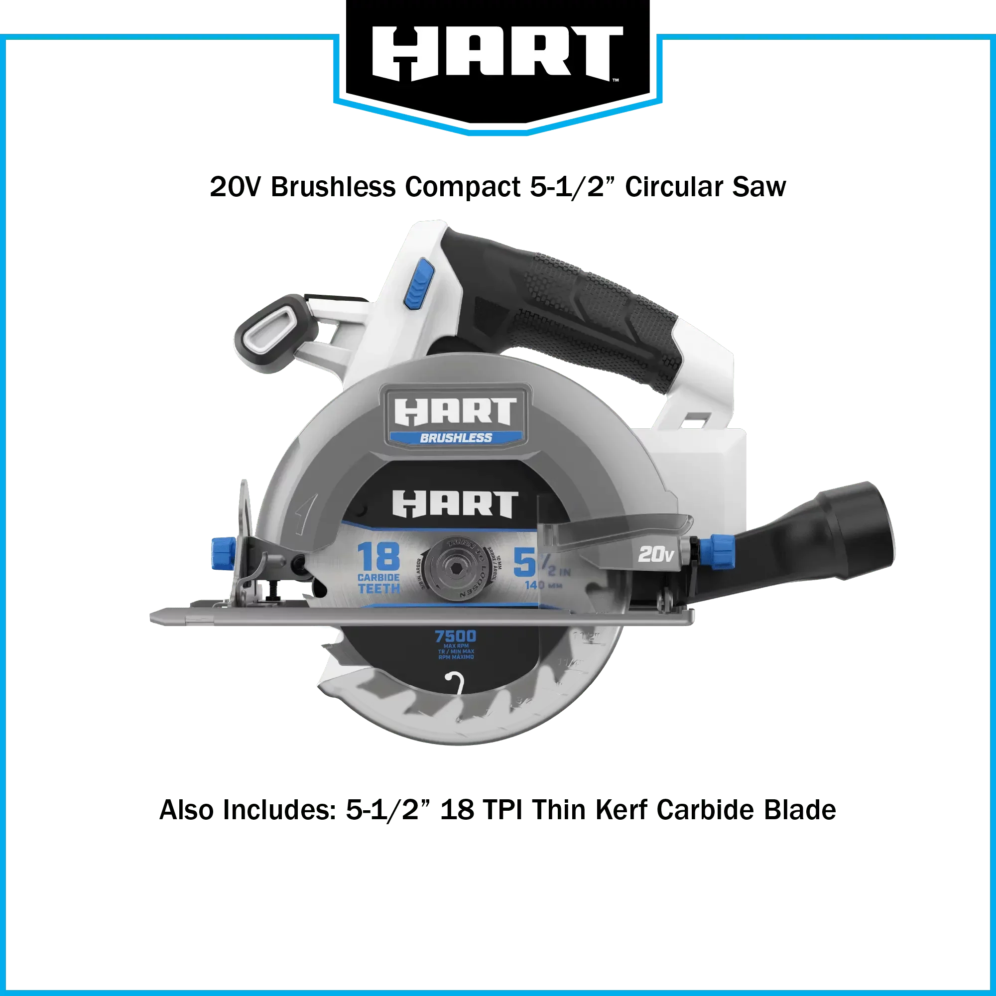 HART 20-Volt Brushless 5-1/2-inch Compact Battery-Powered Circular Saw (Battery Not Included)