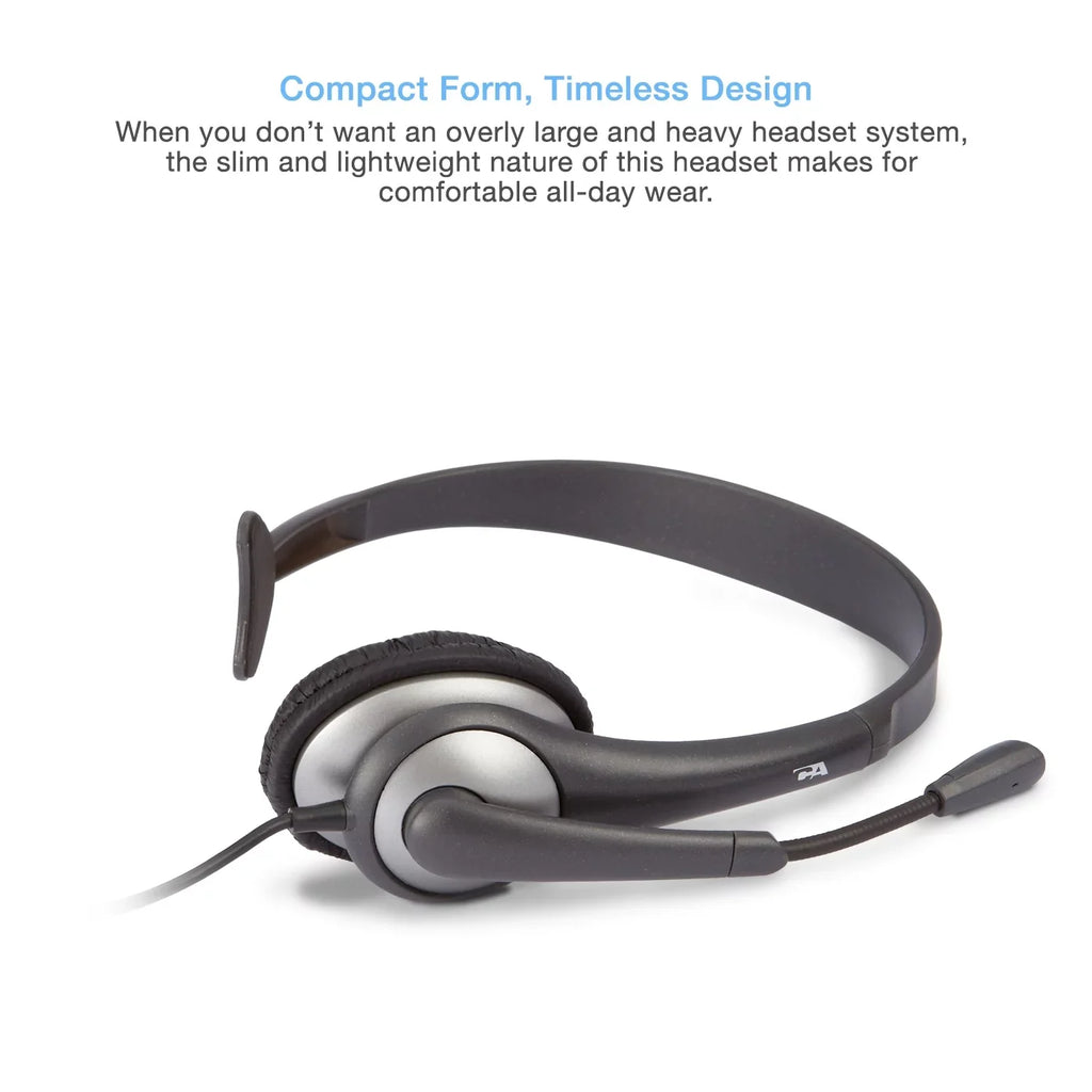 Cyber Acoustics Gray Mono Headset w/ Y-Adapter & Microphone (AC-104) -