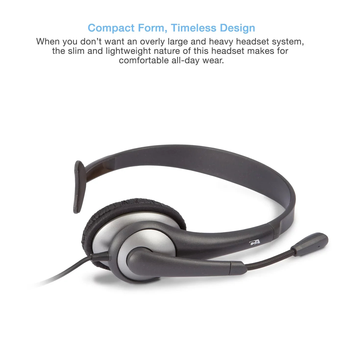 Cyber Acoustics Gray Mono Headset w/ Y-Adapter & Microphone (AC-104) -